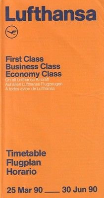 Lufthansa timetable 1990/03/25 Eastern/Central USA