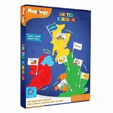 Mapology United Kingdom County Shaped Map Puzzle with Capitals For 5 Yrs Kids