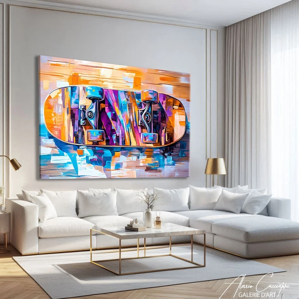 Impresión de arte de monopatín moderno abstracto enmarcado lienzo arte de pared arte urbano callejero Foto 4 de 4