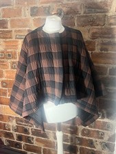 ZARA BROWN/BLACK CHECK CROP CAPE/JACKET SMALL NWT