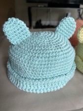 Handmade Crochet Hat For Baby Boy color Light Green 3-6months Old