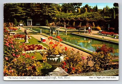 The Italian Garden Compton Acres Poole Dorset John Hinde Postcard