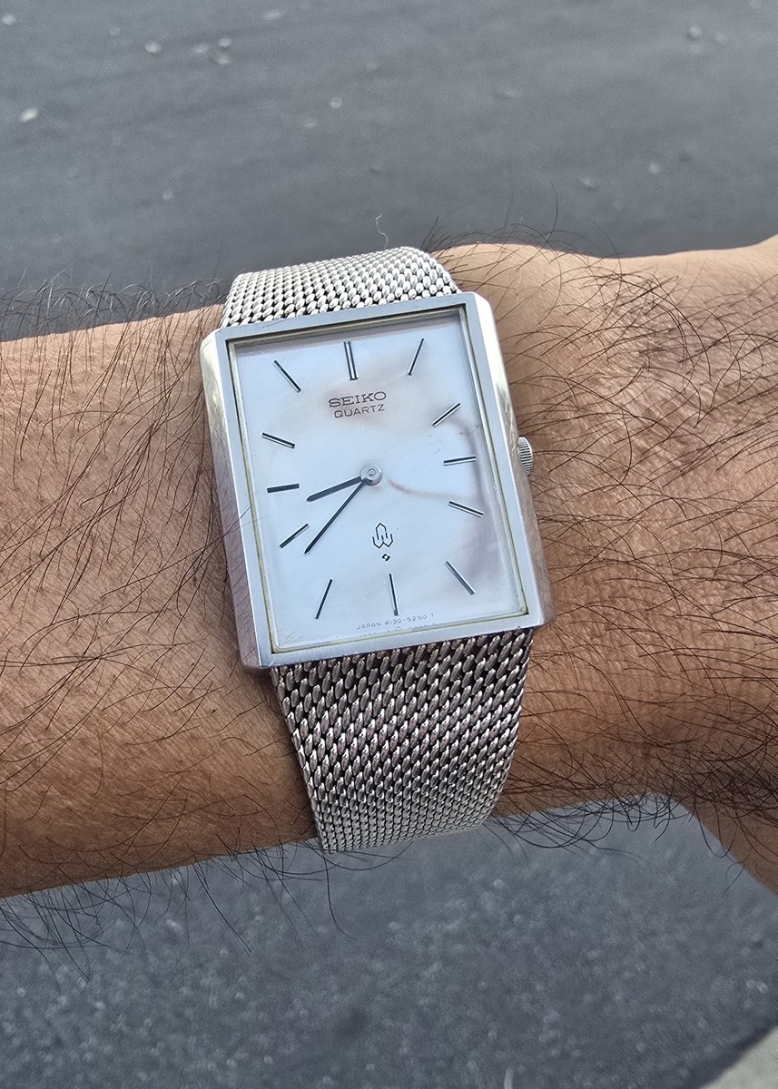 ✨SEIKO✨セイコー✨4130-5250✨スクエアケース✨クォーツ✨腕時計✨ 1977 Seiko 4130 5250 Mens Full Stainless Steel Integrated Bracelet