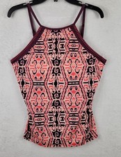 Tankini Top XL Swimming Bathing Tank Only Swimsuit Peach Burgundy Aztec Beach