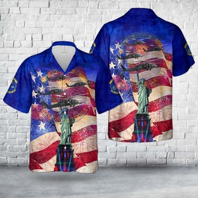 US Air Force 33d Rescue Squadron HH 60 Pave Hawk 4th Of July Hawaiian Shirt