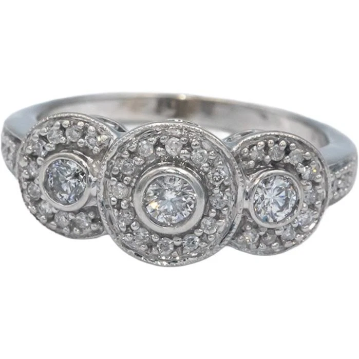 KEEPSAKE 14k White Gold 0.50CT Round Cut Diamond Ring Size 8