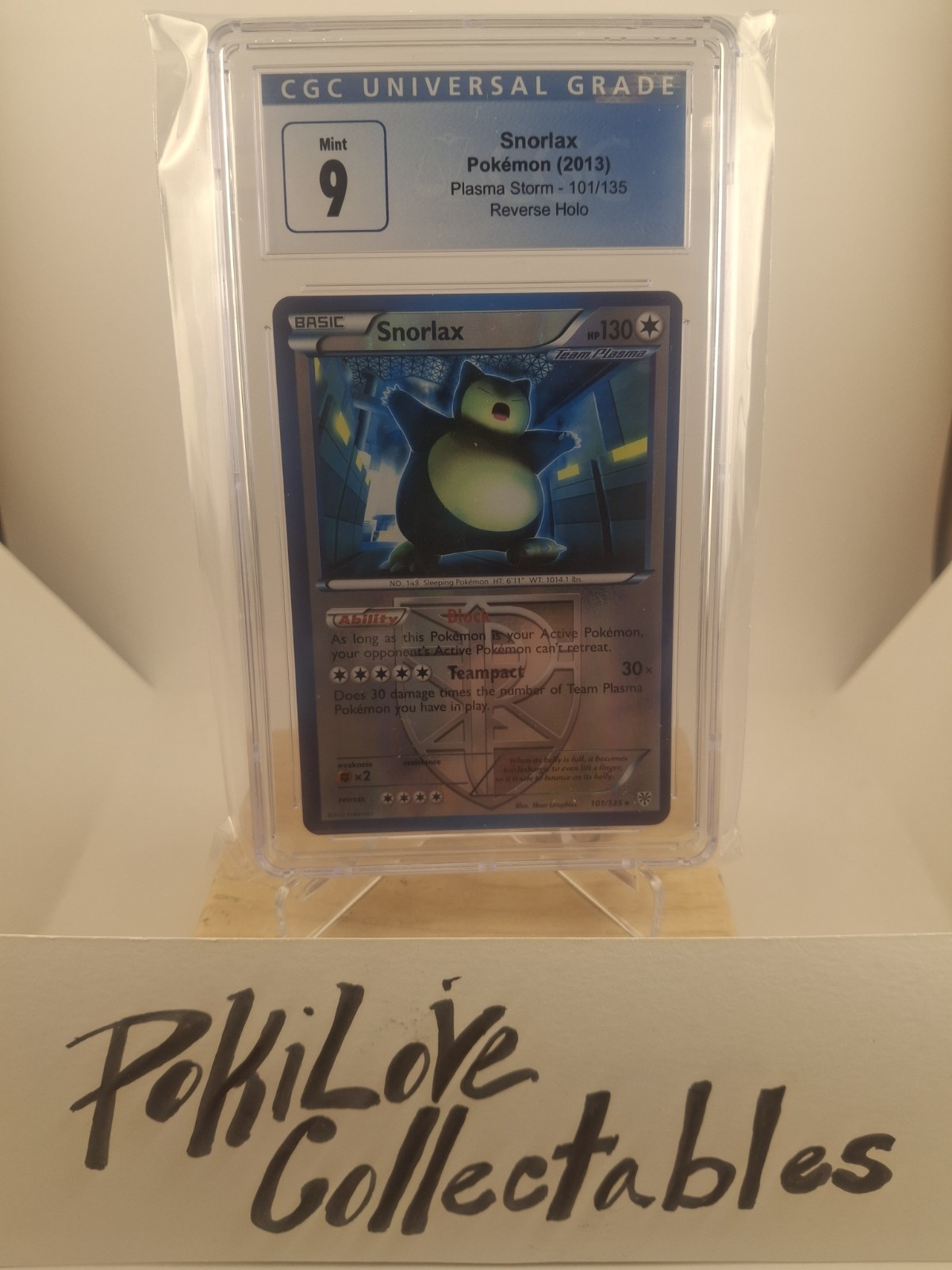 Snorlax (Team Plasma) 101/135 CGC 8.5 Storm Reverse Holo (2013)