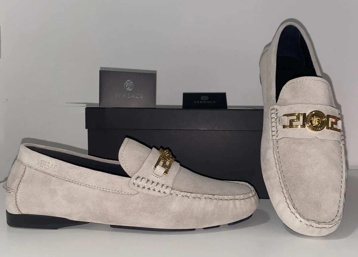 MOCASINES VERSACE para hombre GAMUZA NUEVOS ORIGINALES Beige TG.43