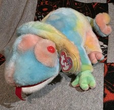 Vintage Ty Beanie Buddy "Rainbow" the Lizard Plush Chameleon Stuffed Animal Toy