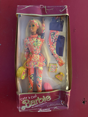 Mattel Cute 'n Cool Barbie Fashion Doll Set w/ Accessories 17pc 1991 MPN 2954