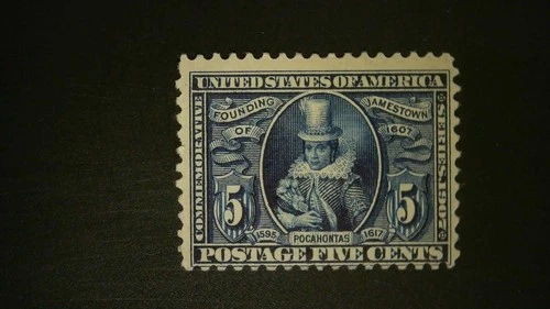 U S Stamps Scott 330 five cent Jamestown mint cv 150.00