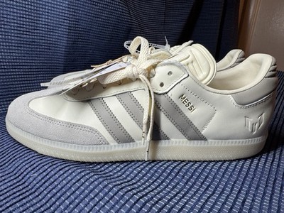 adidas Samba Messi Lionel Messi Cream White/Gray Low Top Lace Up JQ0266 Sz 10 M