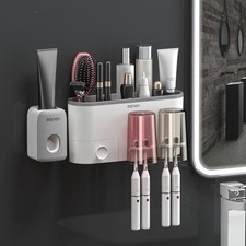 No-Drill Wall Mounted Toothbrush Holder, Bathroom Shelf, with 1 Automatic Too...