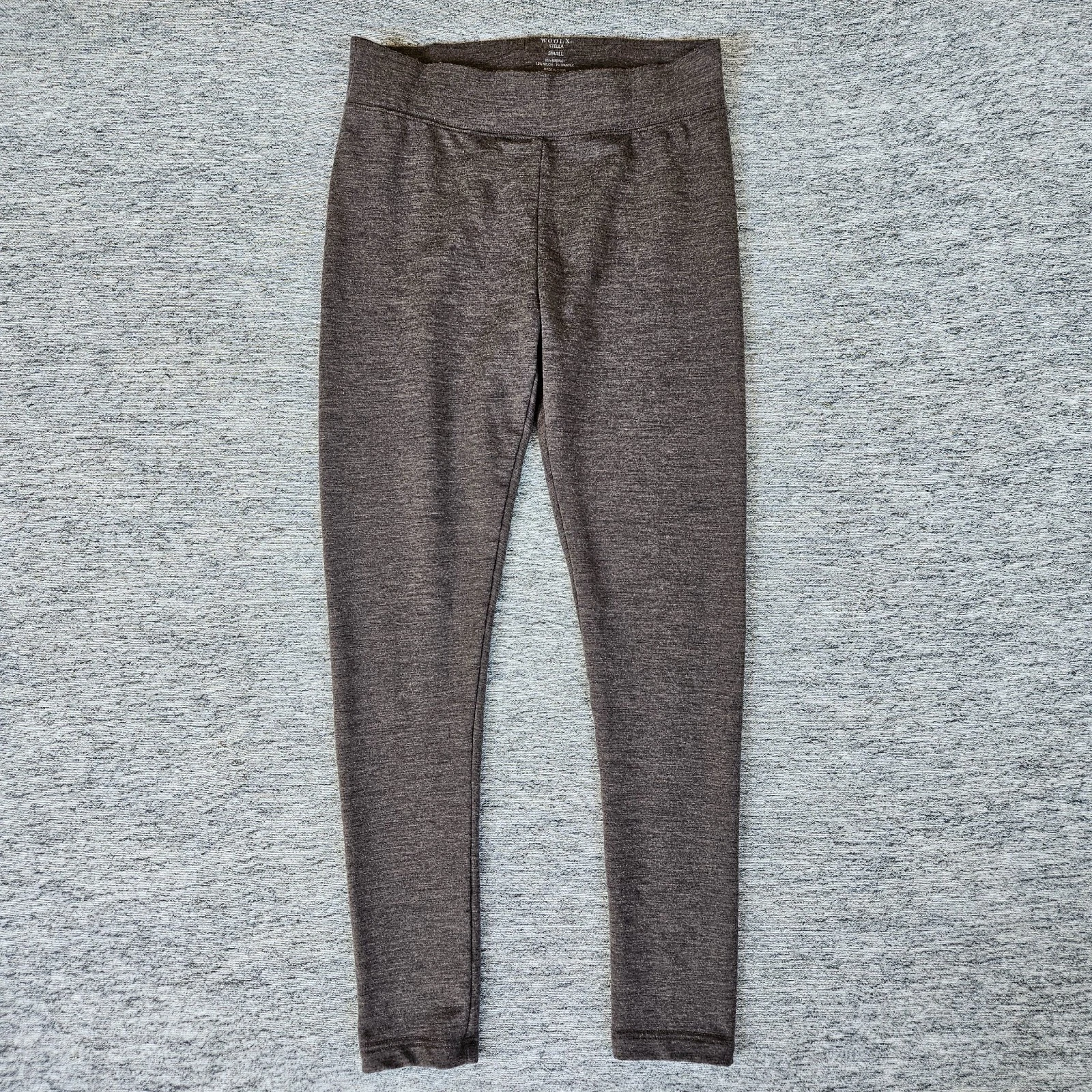 Woolx Stella Leggings Womens Size S Brown Merino Wool Base Layer Pull On Stretch