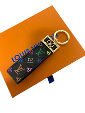 Louis Vuitton LV Black Orange Monogram Dragonne Key Ring Keychain