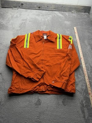 Bulwark FR Jacket Mens Large L  Orange Flame Resistant Utility Reflective Zip