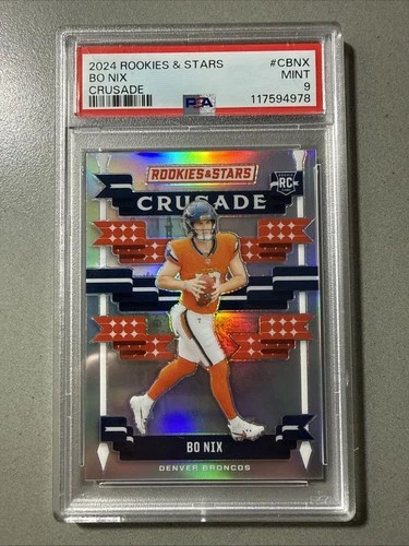 2024 Panini Rookies & Stars - Crusade Bo Nix #C-BNX Silver (RC) PSA 9