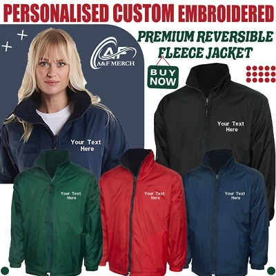 Personalised Custom Embroidered Uneek Premium Reversible Fleece Jacket unisex - Image 1 of 4