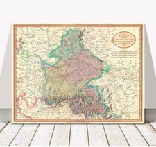 Vintage Cary Map of Bavaria & Salzburg GERMANY 1799 Poster CANVAS PRINT 24x18"
