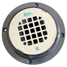Oatey 42323 Gray PVC Shower Drain 4-3/16" Round Screw In Chrome Drain Cover W