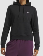 Reebok Women's Black Identity Small-Logo Fleece Hoodie Size L