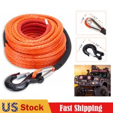SPARKWHIZ 1/2"x100ft 32000lbs Synthetic Winch Line Rope Cable Kit For SUV UTV US