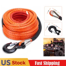 SPARKWHIZ 1/2"x100ft 32000lbs Synthetic Winch Line Rope Cable Kit For SUV UTV US
