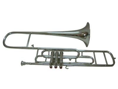 Trumbone Brandneu Bb Flachventil Trumbone vernickelt gratis Hardcase + Mundstück