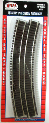 Atlas HO Scale ~ New 2023 ~ Code 83 ~ 18  Radius Curve Track ~ 6 Pieces ~ 532