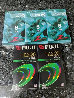 LOT OF 5 - 6 HOUR VHS TAPES 2-FUJI HQ120 3-ZENITH T120 HQ | eBay LOT OF 5 - 6 HOUR VHS TAPES 2-FUJI HQ120 3-ZENITH T120 HQ | eBay