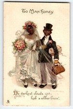 1907 Bride Groom Wedding Postcard by Frances Brundage Valentine Tuck Series 102