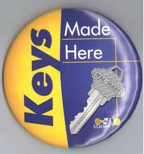 Keys Made Here 3" Advertising Pinback Button WalMart House Car Axxess+ Hardware
