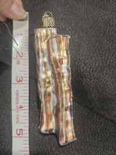 Old World Christmas BACON STRIPS 32208 Glass Ornament w/ OWC Bx