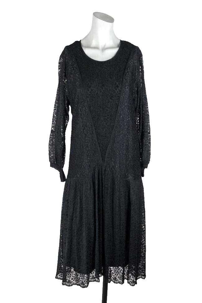 Black 100% Silk Vintage Dresses 1920s Decade for Women