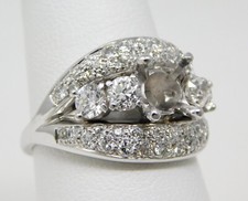 13-14 kt Gold 3 Row Diamond Accents Cluster S...