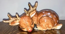 Vintage Kimble Hand Painted Ceramic Reindeer Laying Down