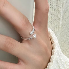 Women's 925 Sterling Silver Advanced Fashion Shell Pearl Adjustable Ring