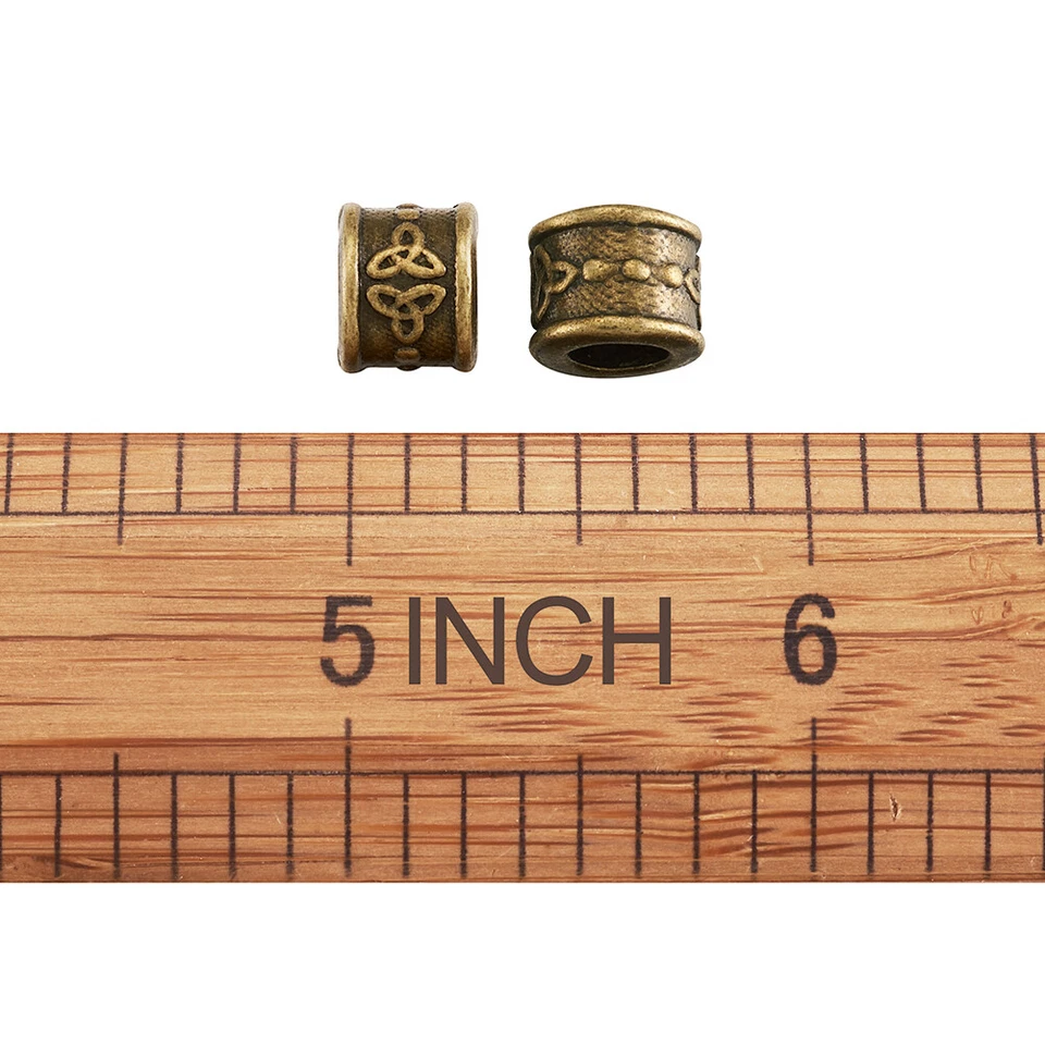 20 cuentas europeas de metal de aleación tibetana columna agujero grande bronce antiguo 10x8 mm Foto 3 de 4