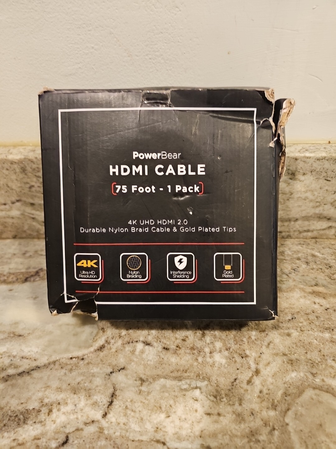 75ft PowerBear 4K HDMI 2.0 Cable with Gold Plated Tips & Nylon Braid-image