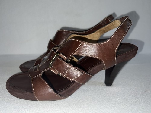 Aerosoles Womens Shoes Sandals Size 9 Brown Heels Comfort Peep Toe - Picture 2 of 6