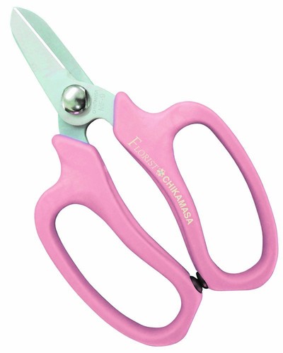 Chikamasa Flower Arrangement Scissors - White Handle, Fluorine-Coated Stainless Steel Blades
