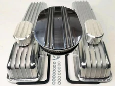 Nostalgic Chevy SBC Short Polish Fin 12" Aluminum Engine Dress Up Kit 283 350327