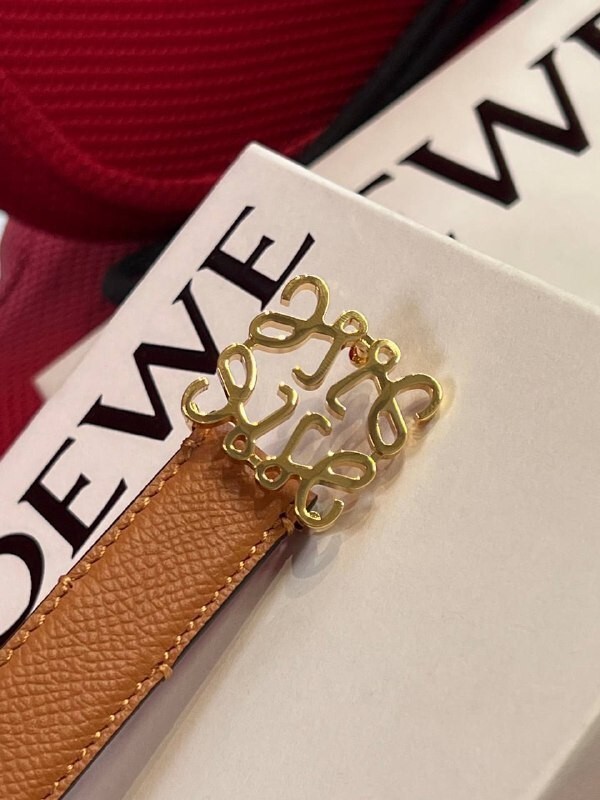 Loewe Anagram 2cm Reversible Cube Belt in Tan Black & Gold S