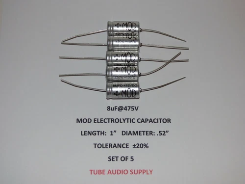 MOD Electrolytic capacitor  8uF@475volt axial SET OF 5