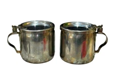 2 Vollrath Stainless Steel Pitchers Creamers w Lid 7210 Wisconsin 8 oz Vintage