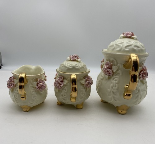Pink Roses Porcelain Miniature Tea Set - Cracker Barrel. - Picture 6 of 12