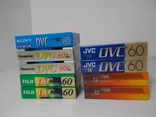 Lot of 9 NOS DVC Cassette 60 Min 2 Panasonic, 2 FUJI & 2 JVC Etc Sealed Free S&H
