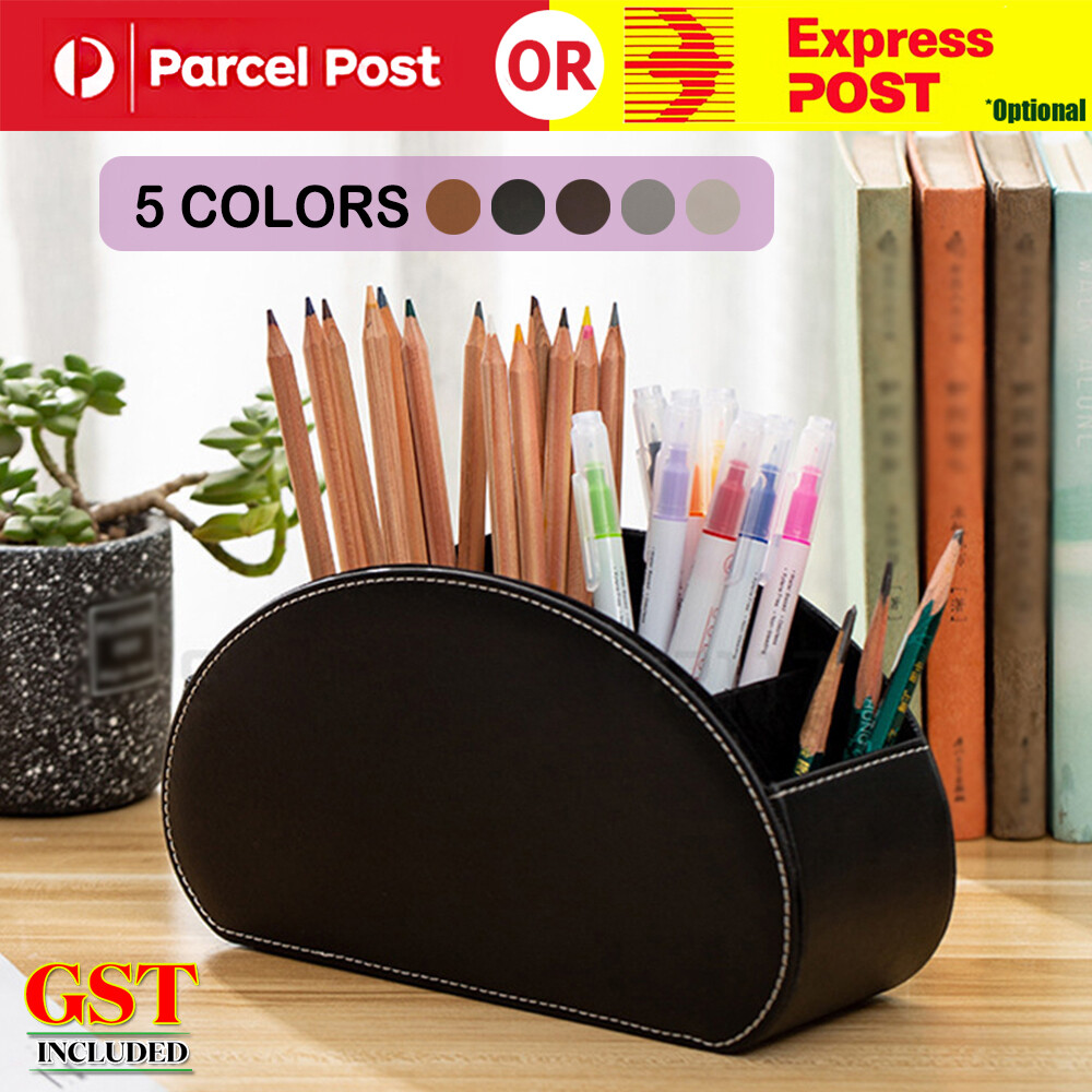 5 Grid Storage Box PU Leather Organizer Remote Control Phone And TV Holder Desk