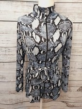 Chico's Jacket Women's 1 Black Snakeskin Print Full Zip Tie Waist Mob Wife