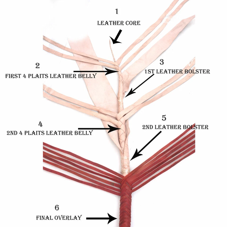 Cuero de piel de canguro 06 a 16 pies 16 trenzas látigo de toro Indiana Jones látigo de toro Foto 2 de 4